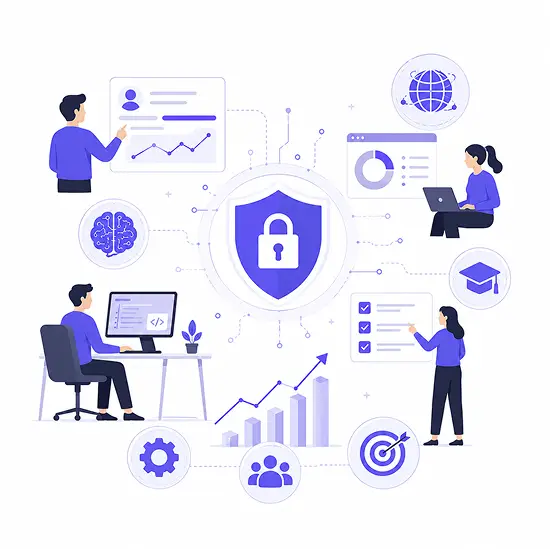 Cybersecurity professionals working in a modern security operations environment